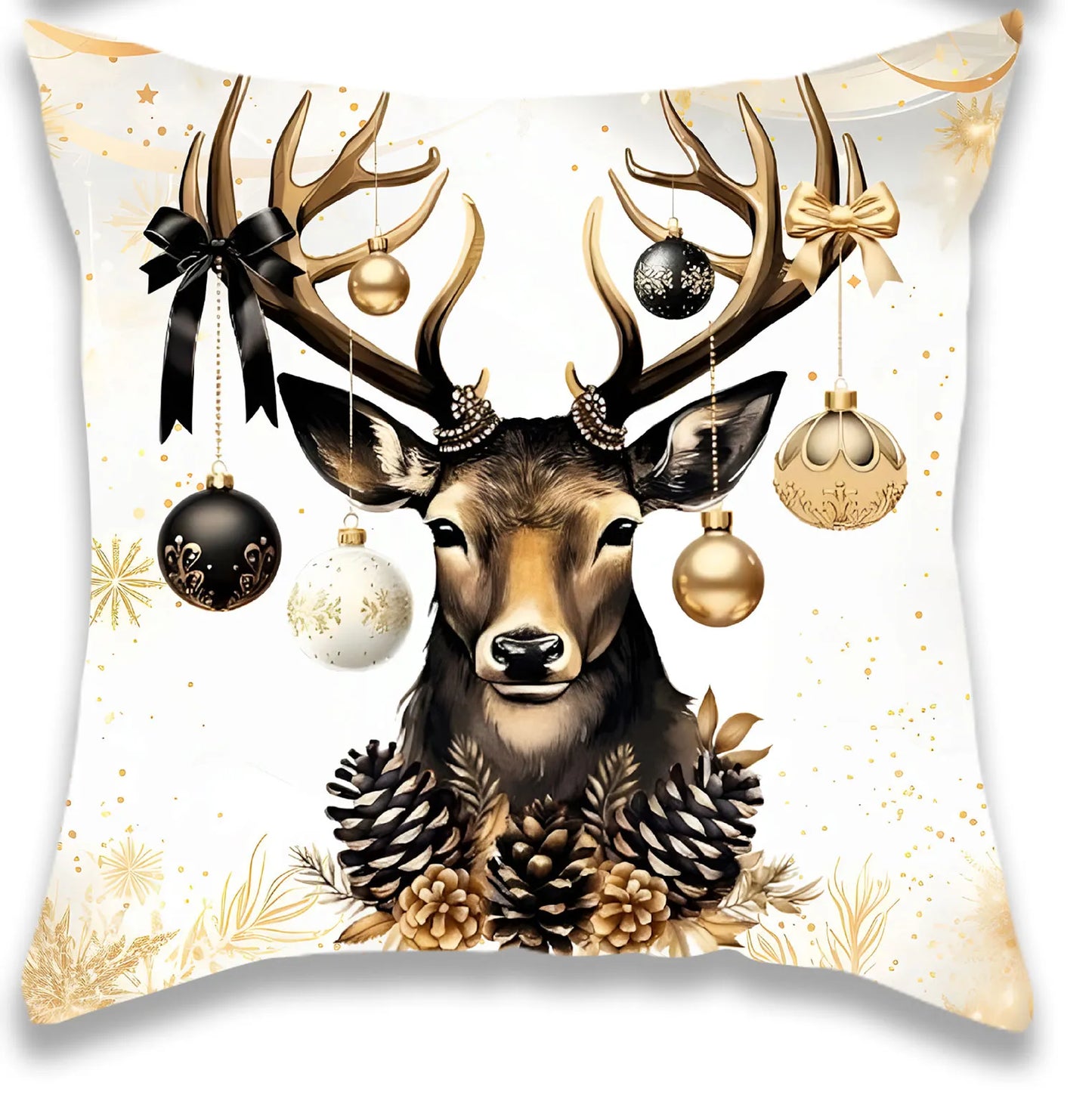 Luxurious Black and Golden Velvet 18x18 Throw Pillow Cover