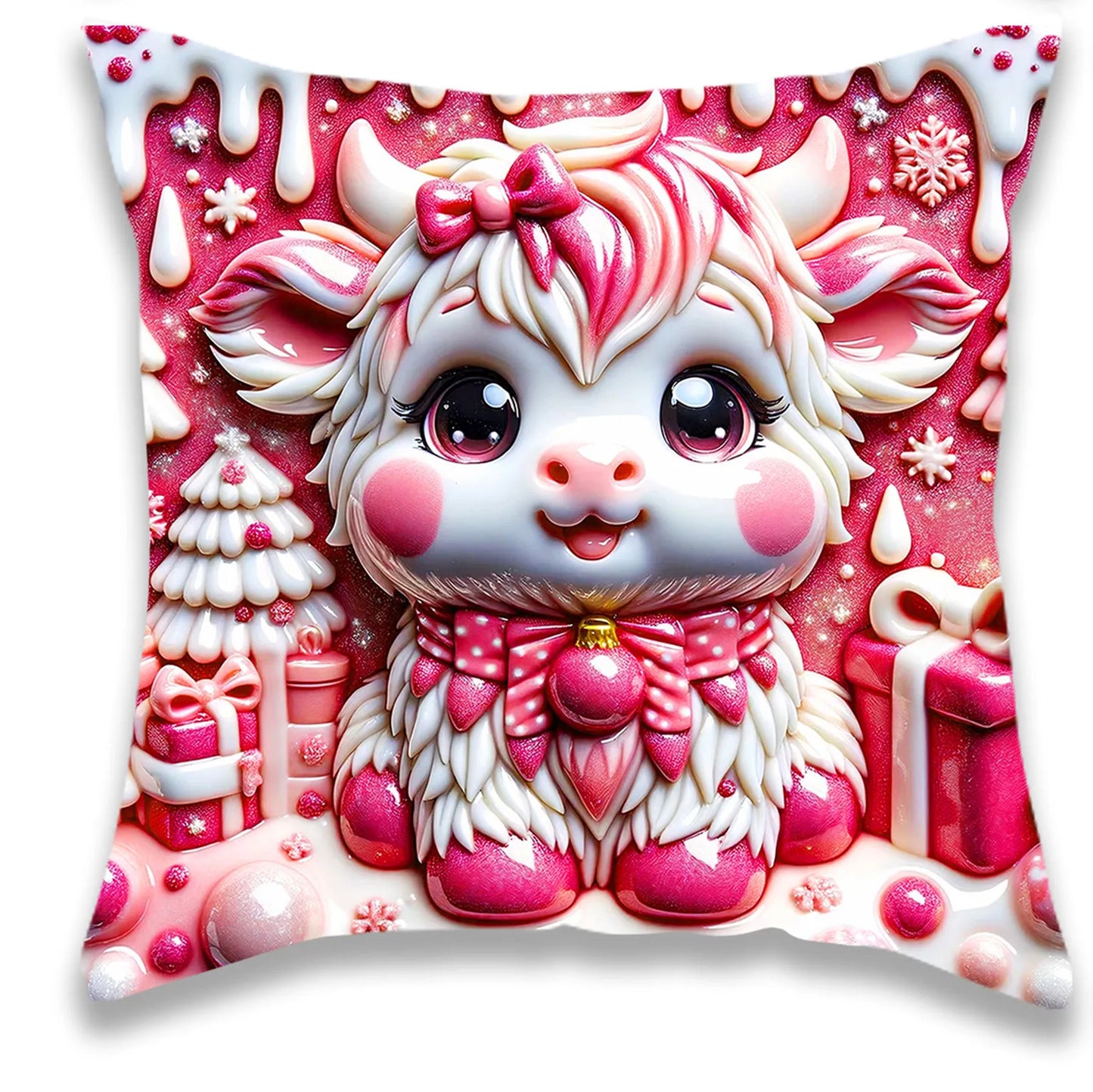 Festive Christmas Pink Santa Pillow Covers