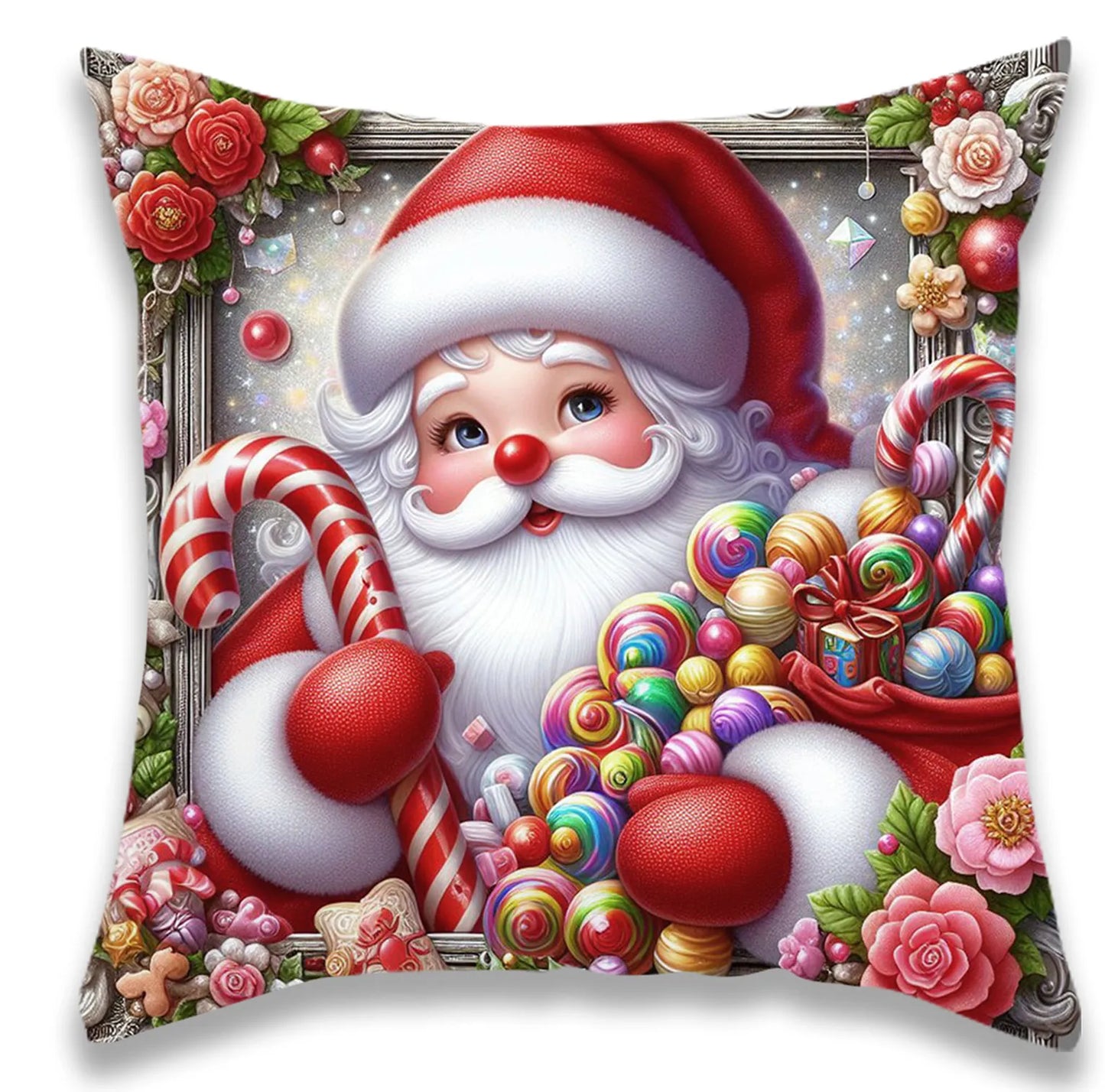 Festive Christmas Pink Santa Pillow Covers