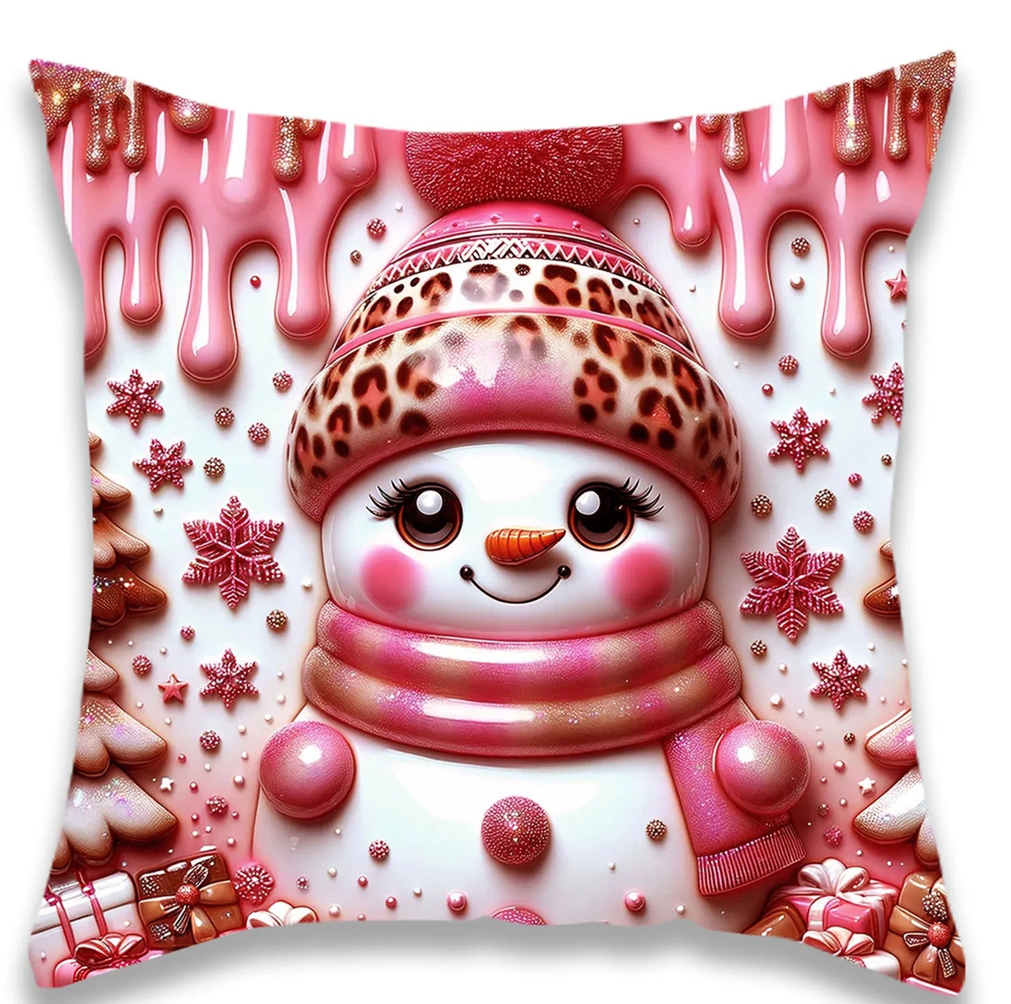 Festive Christmas Pink Santa Pillow Covers