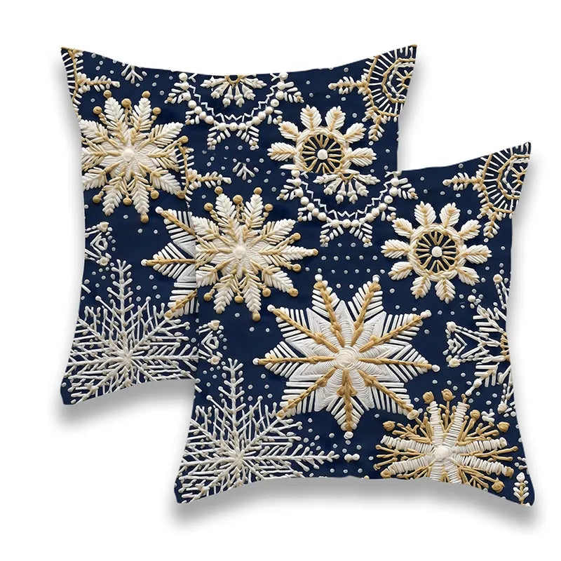 Christmas Champagne Snowflakes Pillow Cover