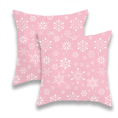 Christmas Pink and White Snowflakes Pillow Cover