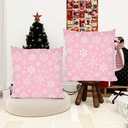 Christmas Pink and White Snowflakes Pillow Cover