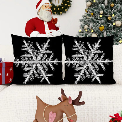 Christmas Black and White Snowflake Pillow Cover