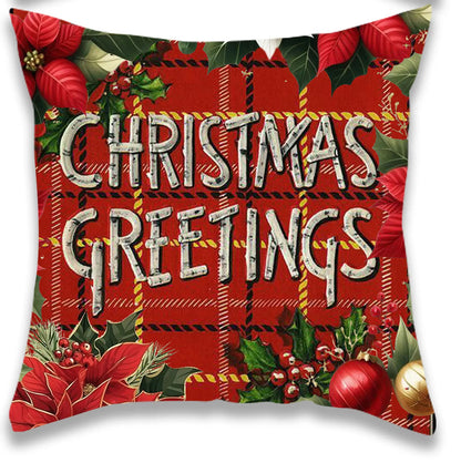 Christmas Poinsettia Plaid Pillowcase