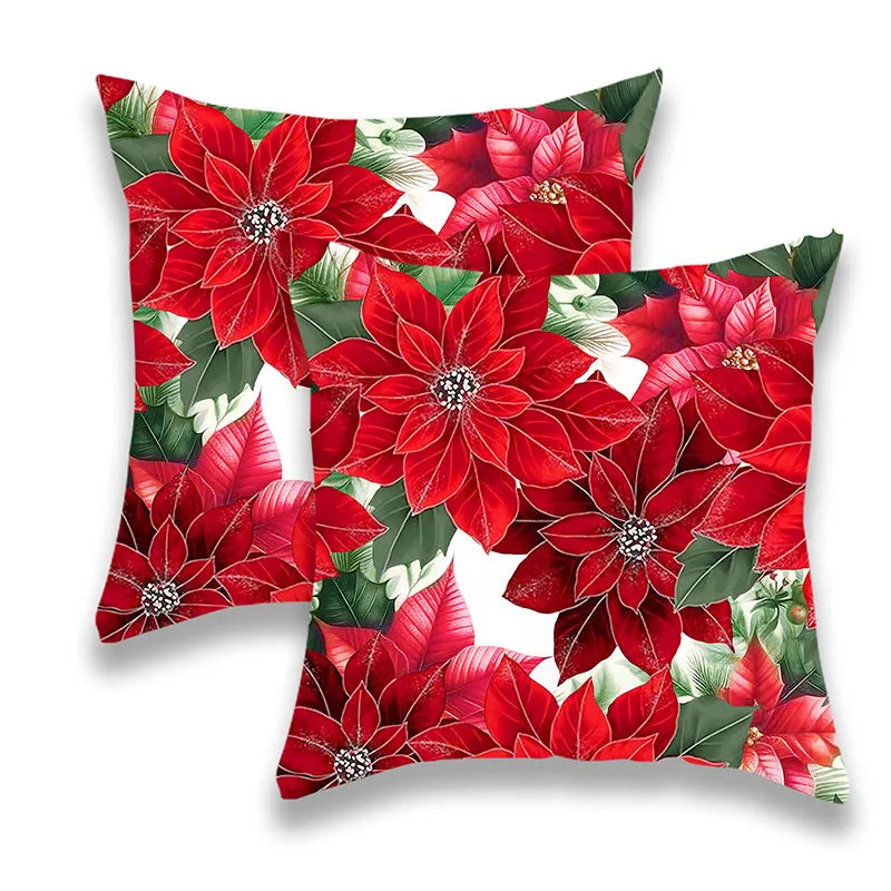 Poinsettia Festive Christmas Pillowcase