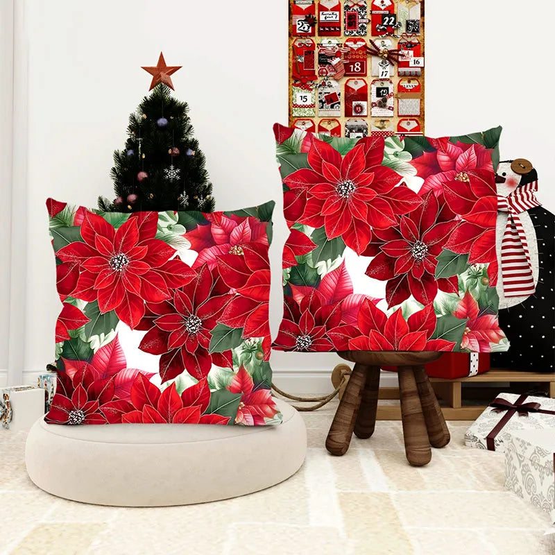 Poinsettia Festive Christmas Pillowcase