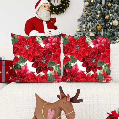 Poinsettia Festive Christmas Pillowcase