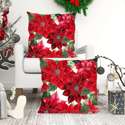 Poinsettia Festive Christmas Pillowcase