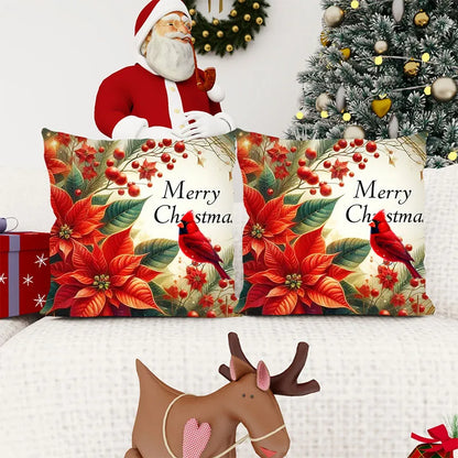 Christmas Poinsettia Flower Pillowcase