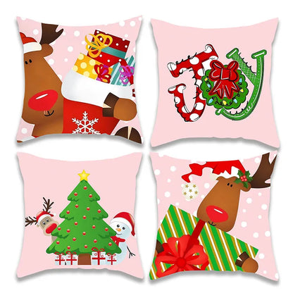 Cartoon Elk Christmas Pillowcase