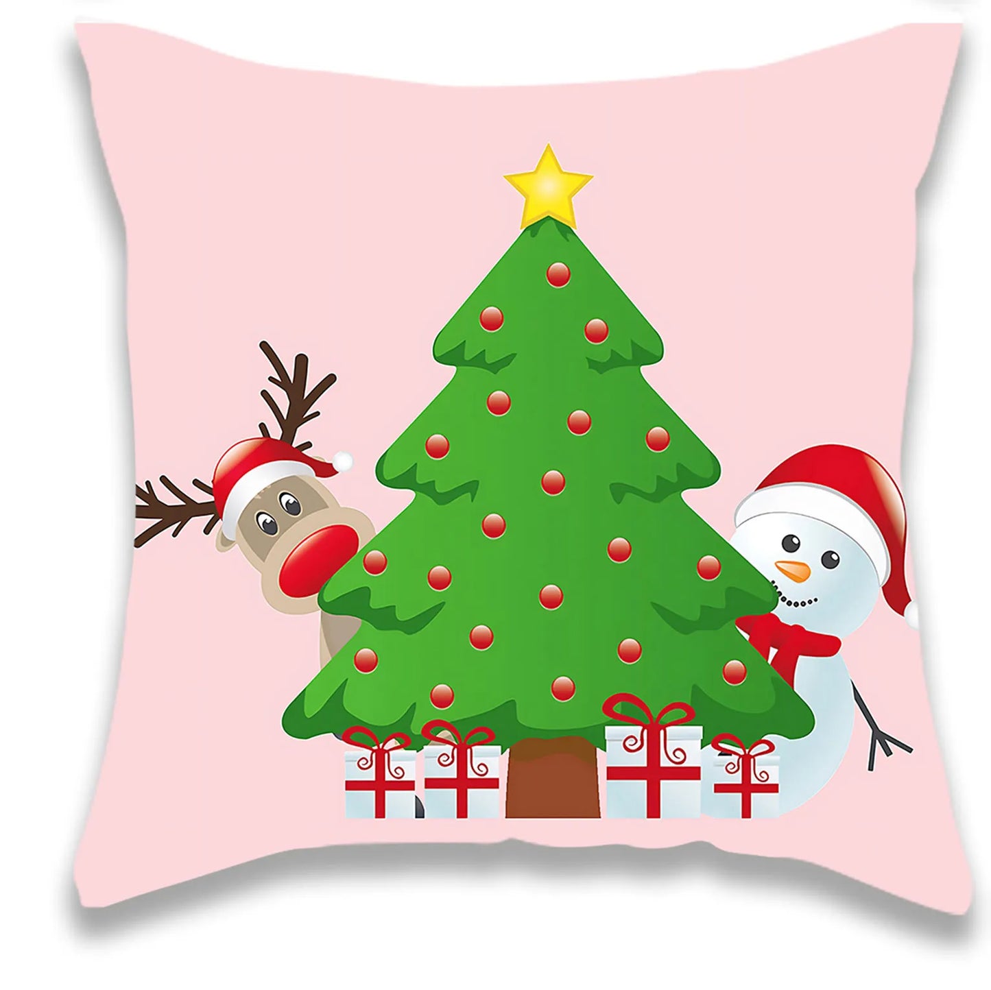 Cartoon Elk Christmas Pillowcase