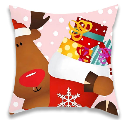 Cartoon Elk Christmas Pillowcase