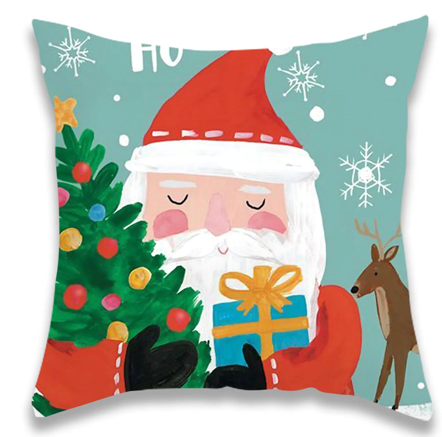 Christmas Snowman and Elk Pillowcase