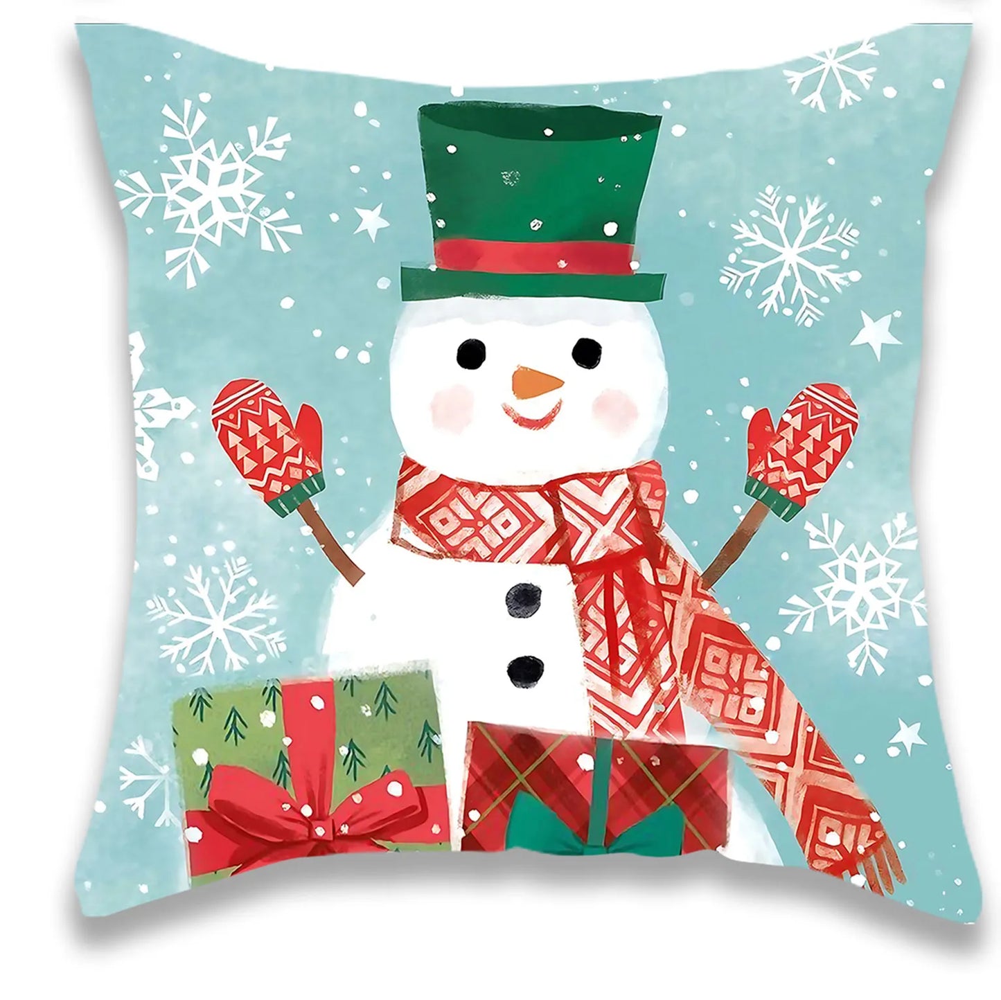 Christmas Snowman and Elk Pillowcase