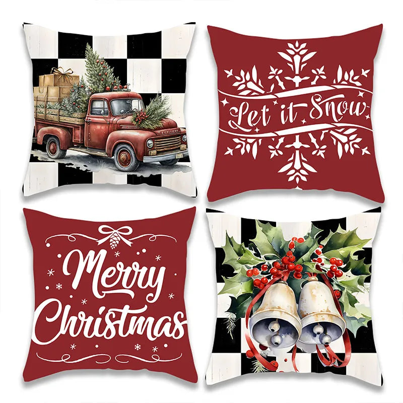 Christmas Text and Truck Pillow Cover