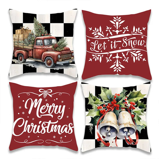 Christmas Text and Truck Pillow Cover