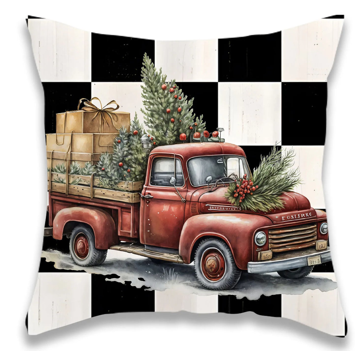 Christmas Text and Truck Pillow Cover