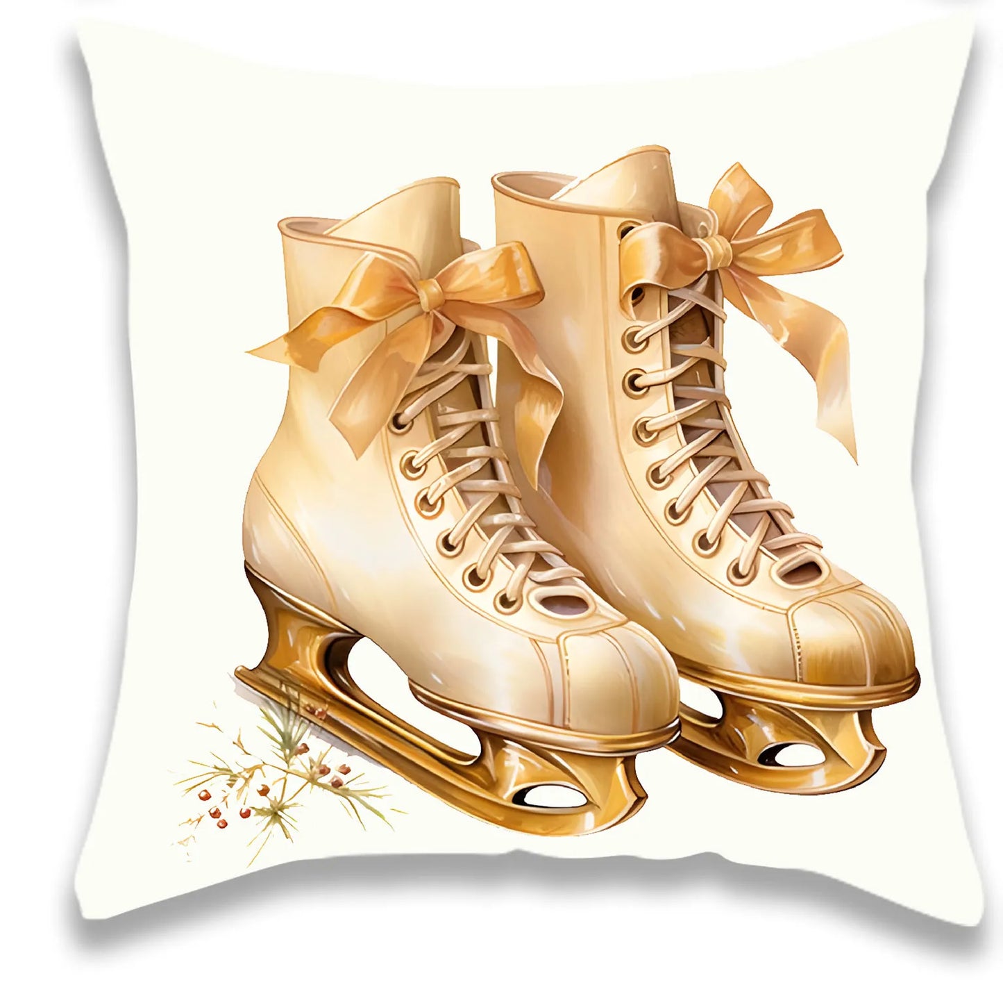 Gold Wreath Bell Christmas Pillow Case