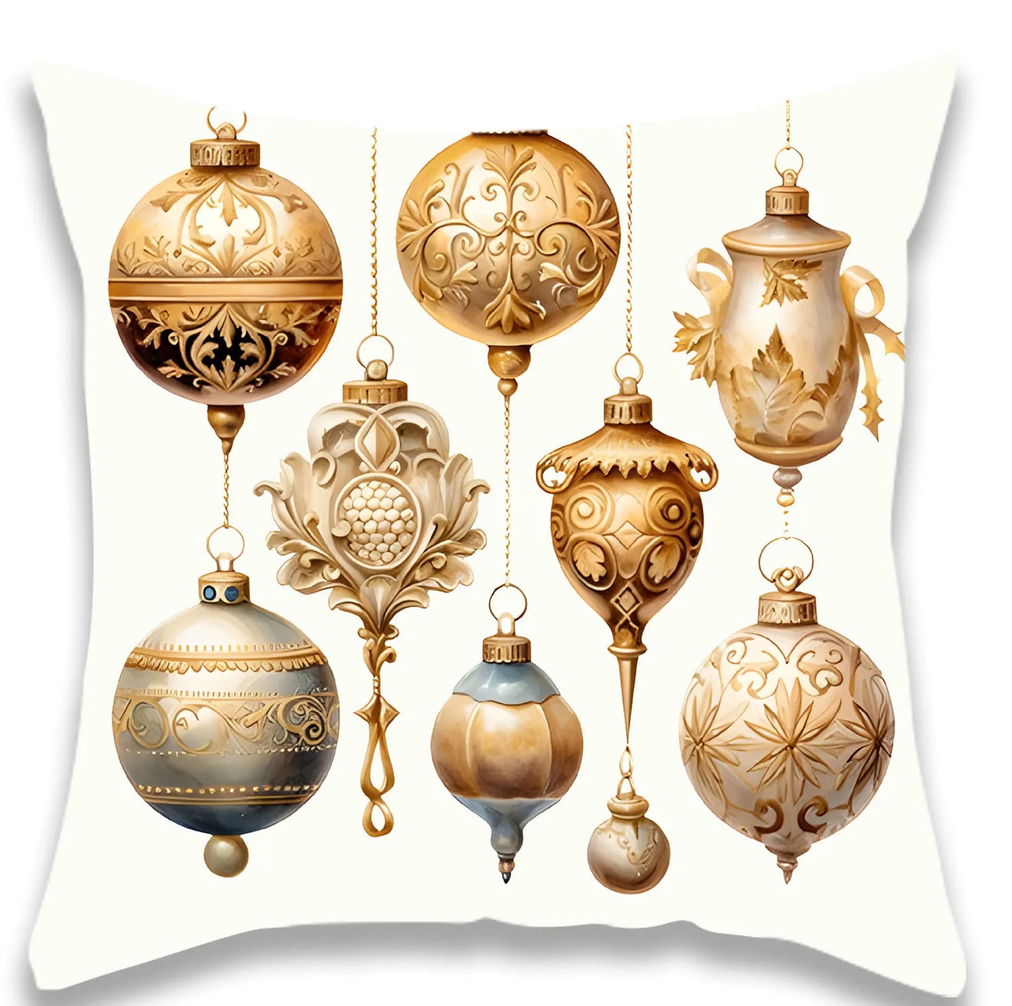 Gold Wreath Bell Christmas Pillow Case