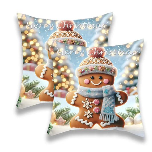 Christmas Cute Gingerbread Pillow Cover