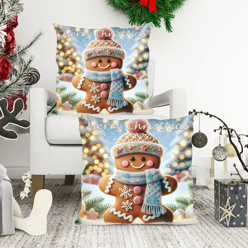 Christmas Cute Gingerbread Pillow Cover