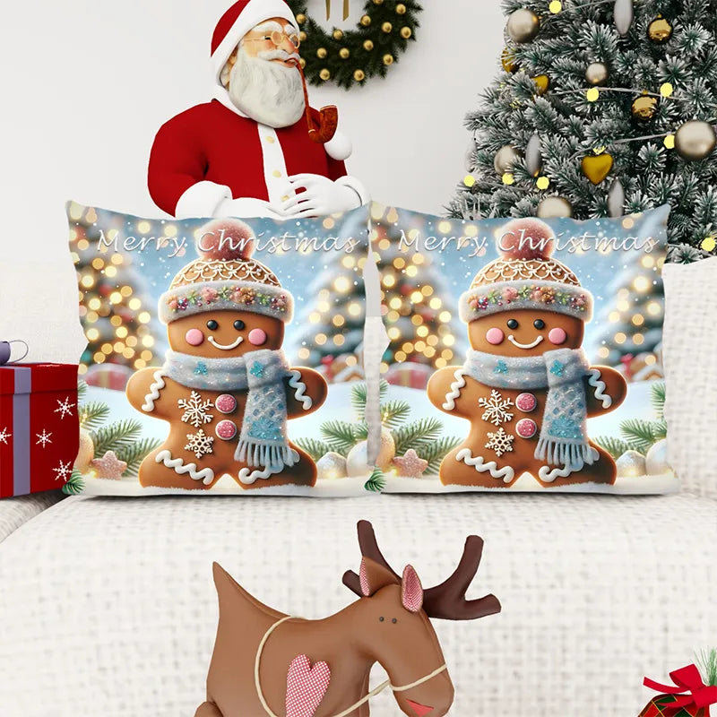 Christmas Cute Gingerbread Pillow Cover