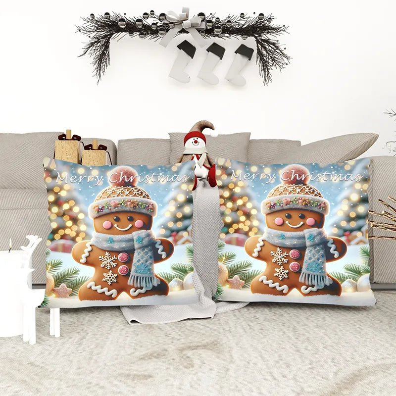 Christmas Cute Gingerbread Pillow Cover