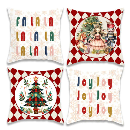 Christmas Lattice and Tree Pillow Cover