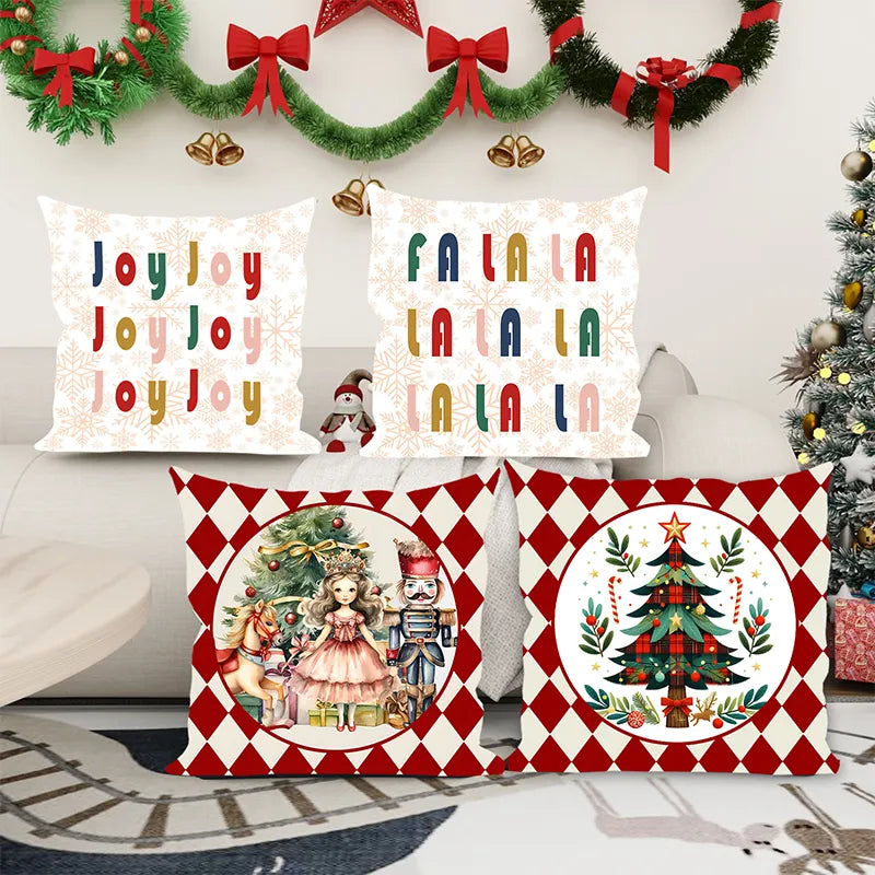 Christmas Lattice and Tree Pillow Cover