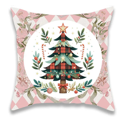 Christmas Pink and Letters Pillow Cover