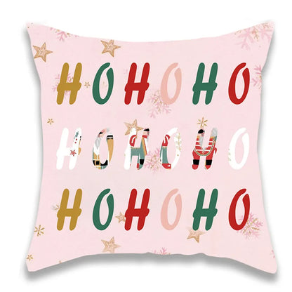 Christmas Pink and Letters Pillow Cover