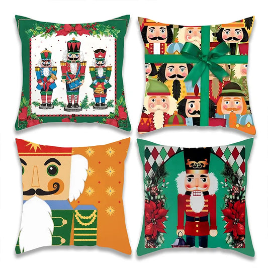 Christmas Nutcracker Figures Pillow Cover