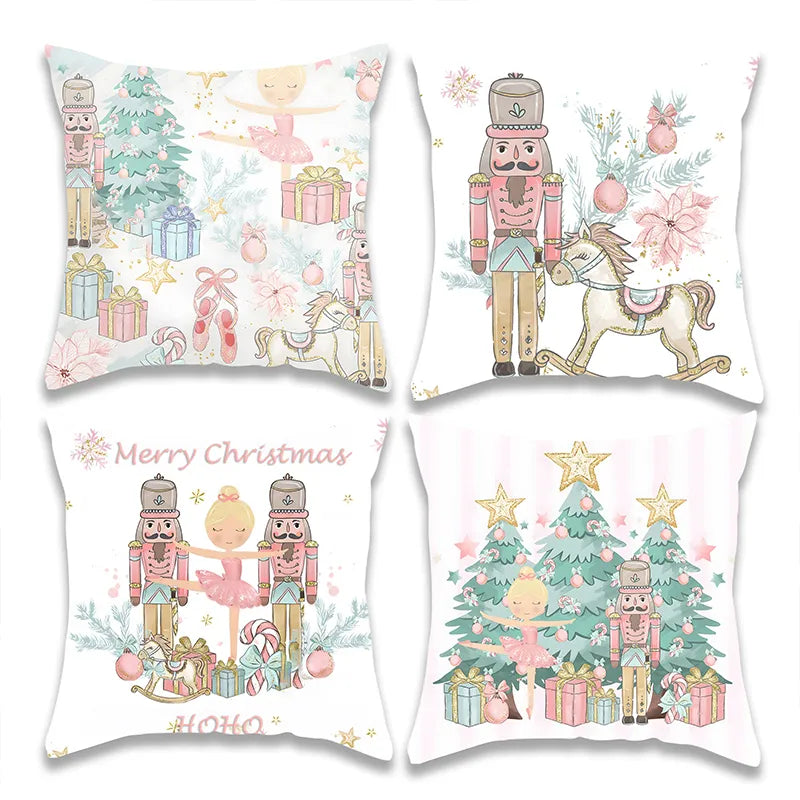 Christmas Sweet Pink Nutcracker Pillow Cover