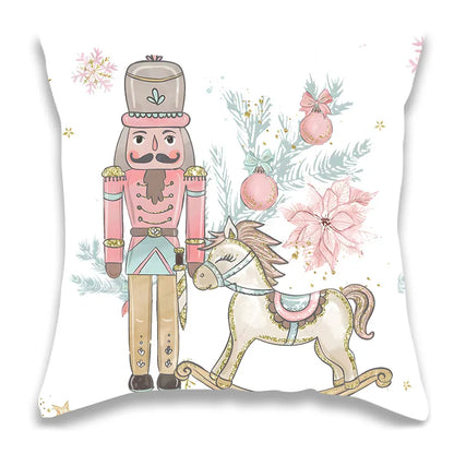 Christmas Sweet Pink Nutcracker Pillow Cover