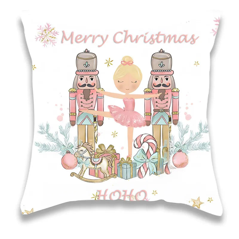 Christmas Sweet Pink Nutcracker Pillow Cover