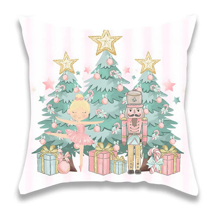 Christmas Sweet Pink Nutcracker Pillow Cover