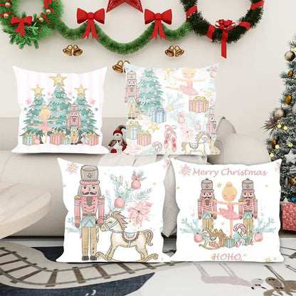 Christmas Sweet Pink Nutcracker Pillow Cover