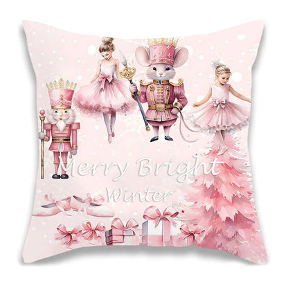 Christmas Pink Girl Pillow Cover