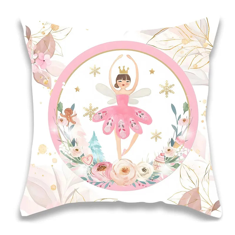 Christmas Pink Girl Pillow Cover