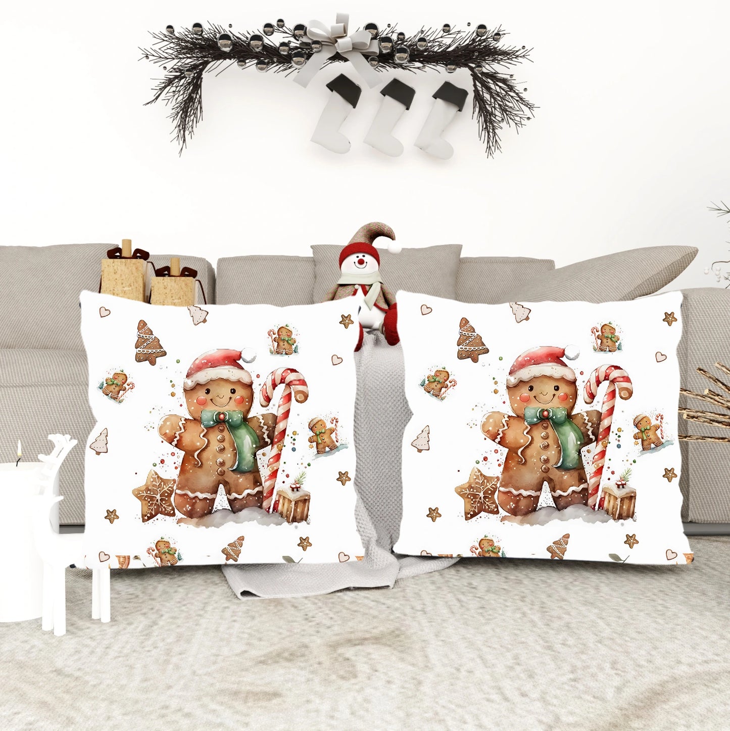 Christmas Candy Gingerbread Pillow Cover