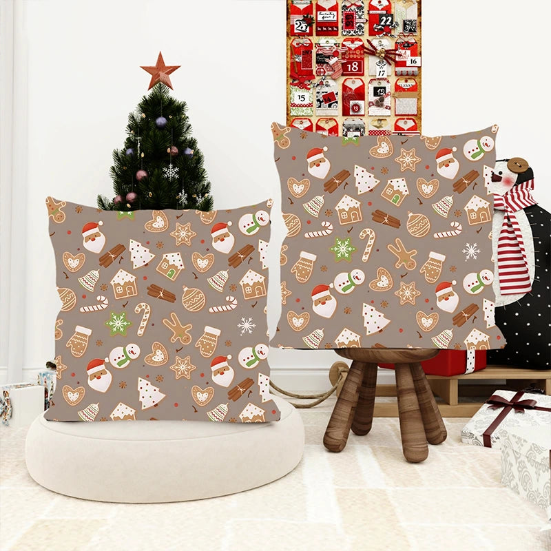 Christmas Brown Candy House Pillow Cover