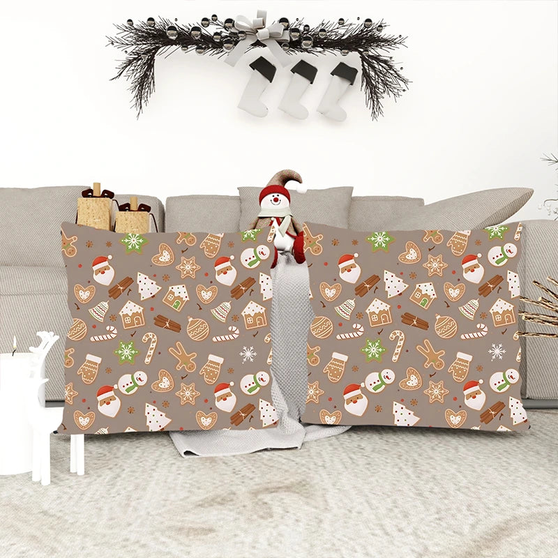 Christmas Brown Candy House Pillow Cover