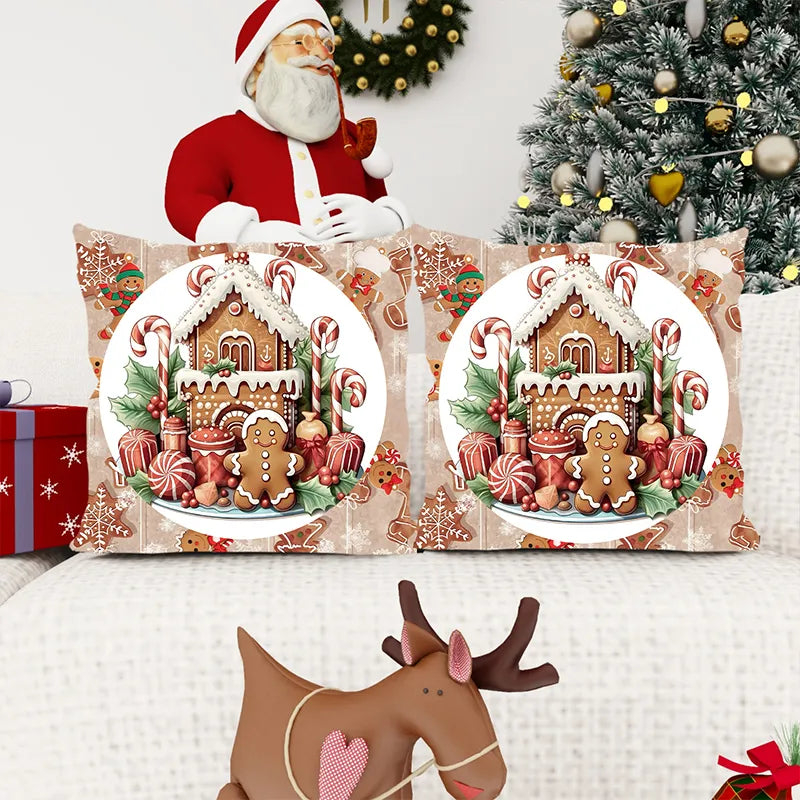 Christmas Candy House Gingerbread Pillow Cover