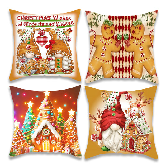 Christmas Gingerbread and Candy House Pillow Cover