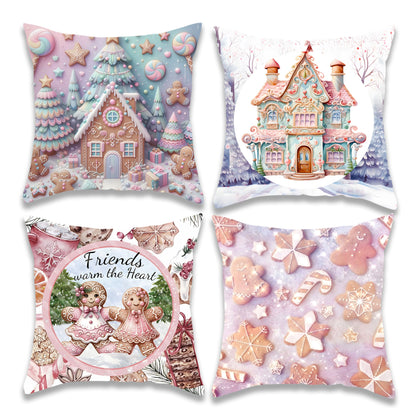 Christmas Pink Candy Pillow Cover