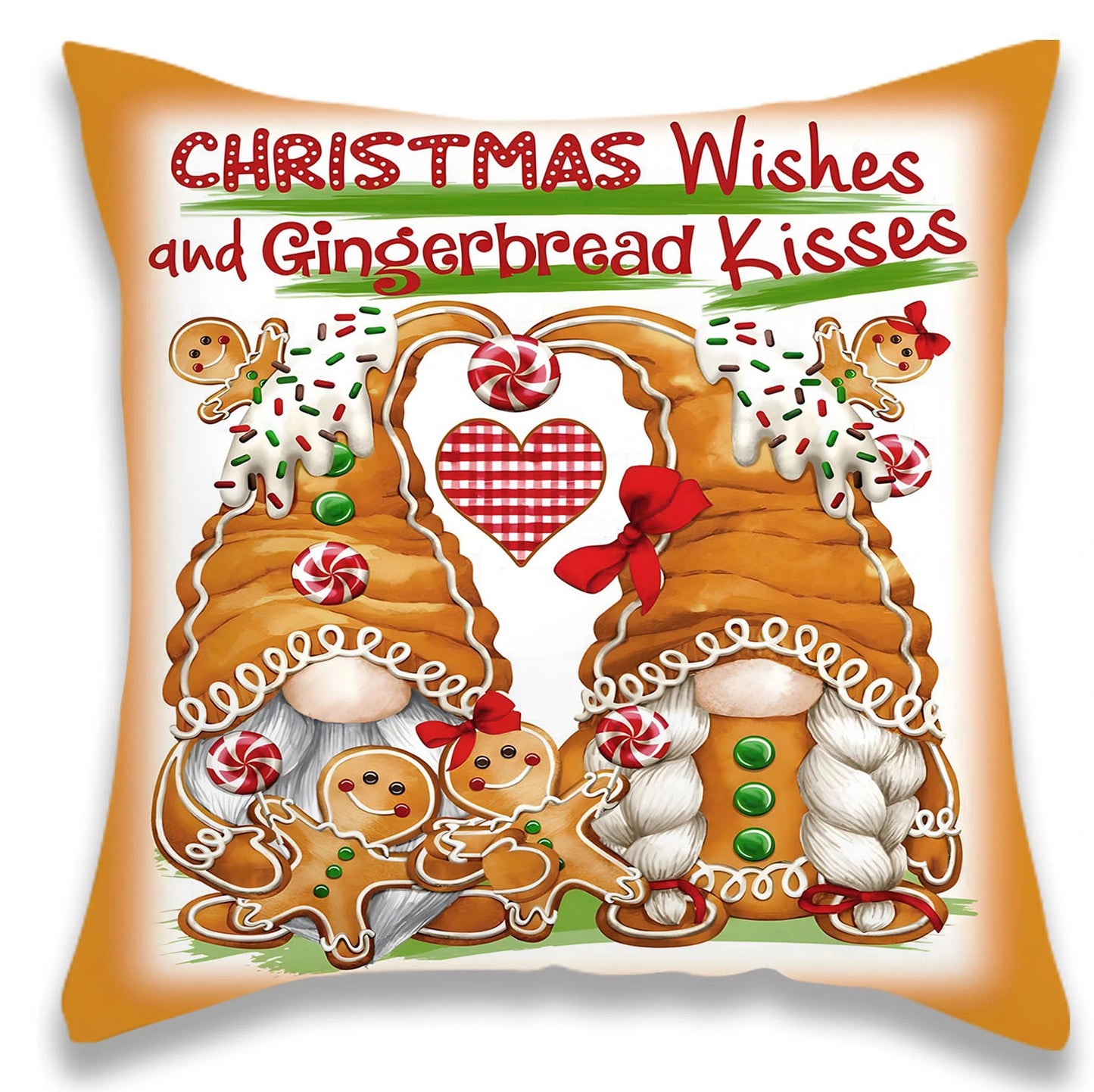 Christmas Gingerbread and Candy House Pillow Cover