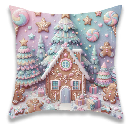 Christmas Pink Candy Pillow Cover