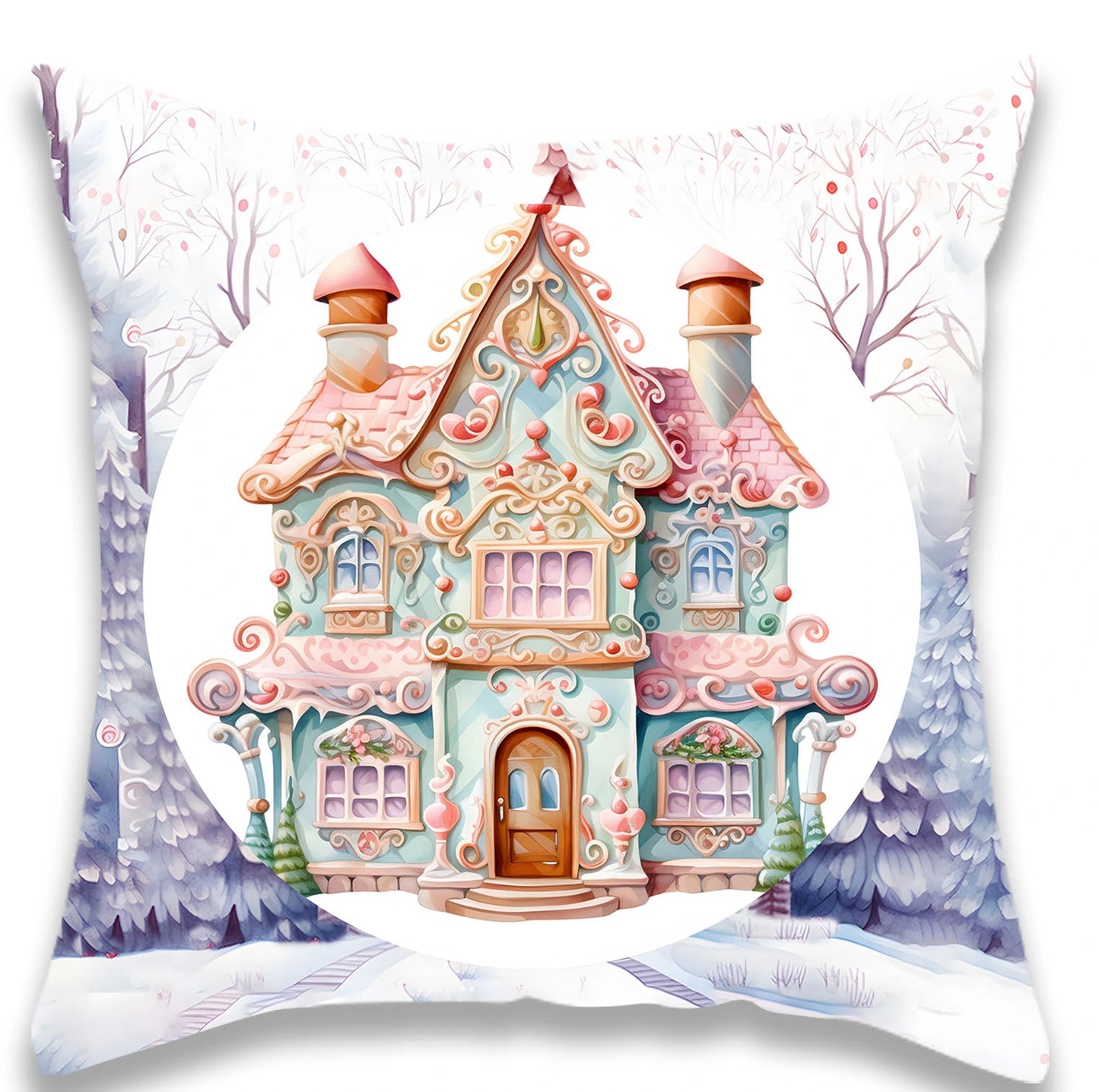 Christmas Pink Candy Pillow Cover