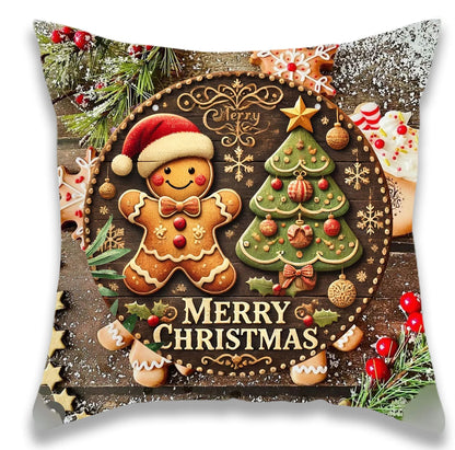 Christmas Brown Gingerbread Pillow Cover